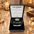 From Grandma To  Grandson — Personalized Name Leather Bracelet Gift Set