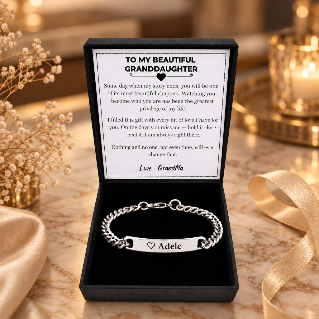 From Grandma To  Granddaughter — Personalized Name Stainless Steel Bracelet Gift Set